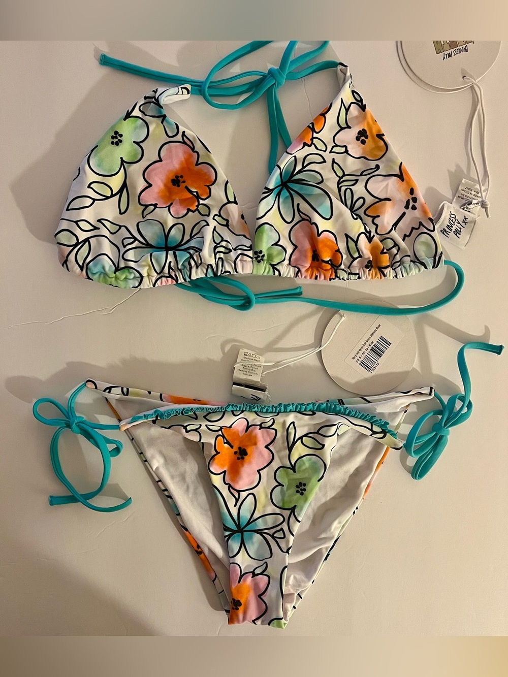 NWT Womens Bikini Triangle Top 12 Bottom 6 Sarong 6 Floral Boho Festival